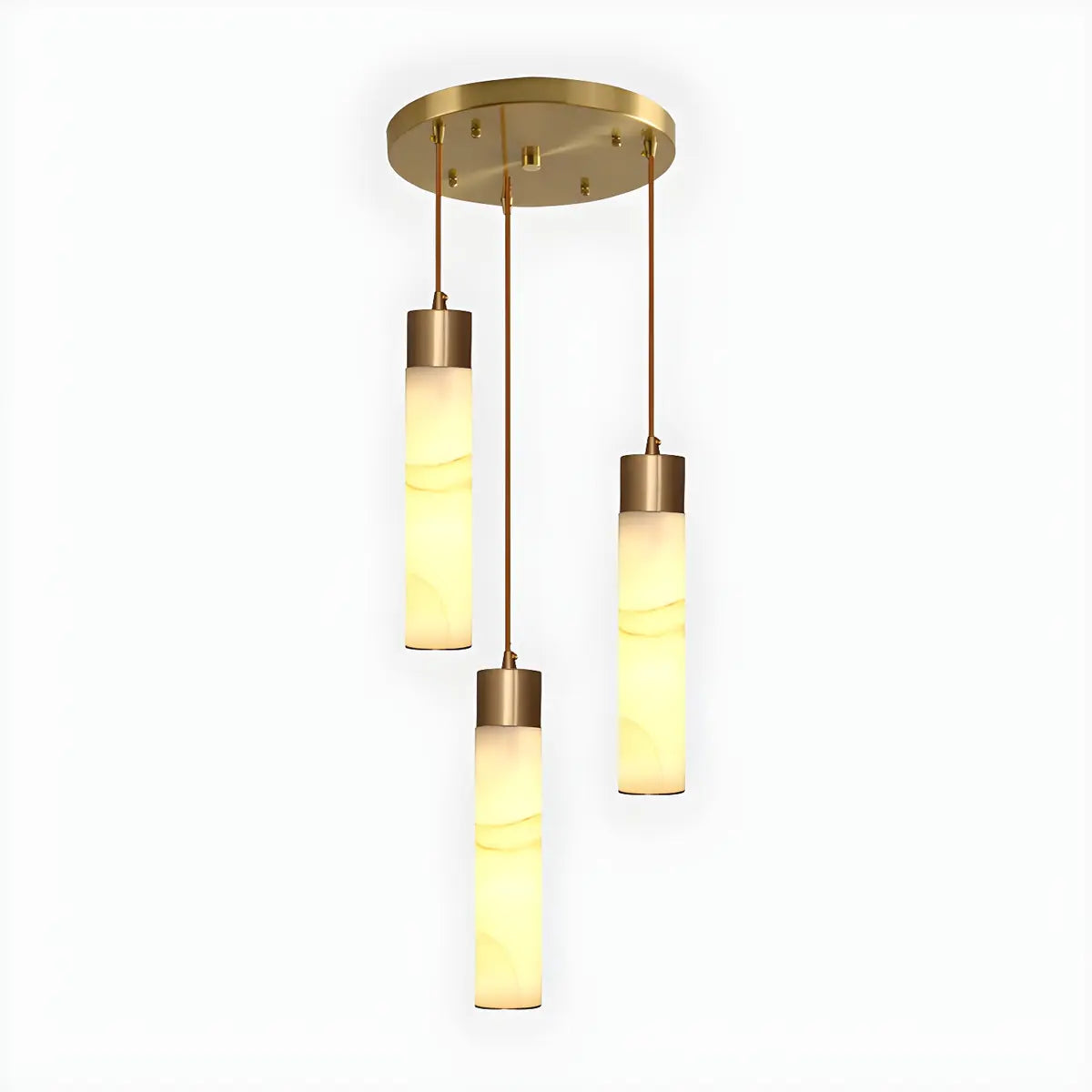 Nordic Marble Alabaster Cylinder Bedroom Pendant Light Image - 9