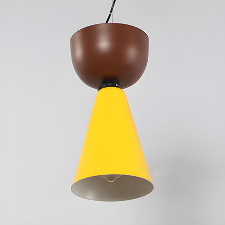 Nordic Metal Modern Yellow and Brown Cone Pendant Light Image - 1