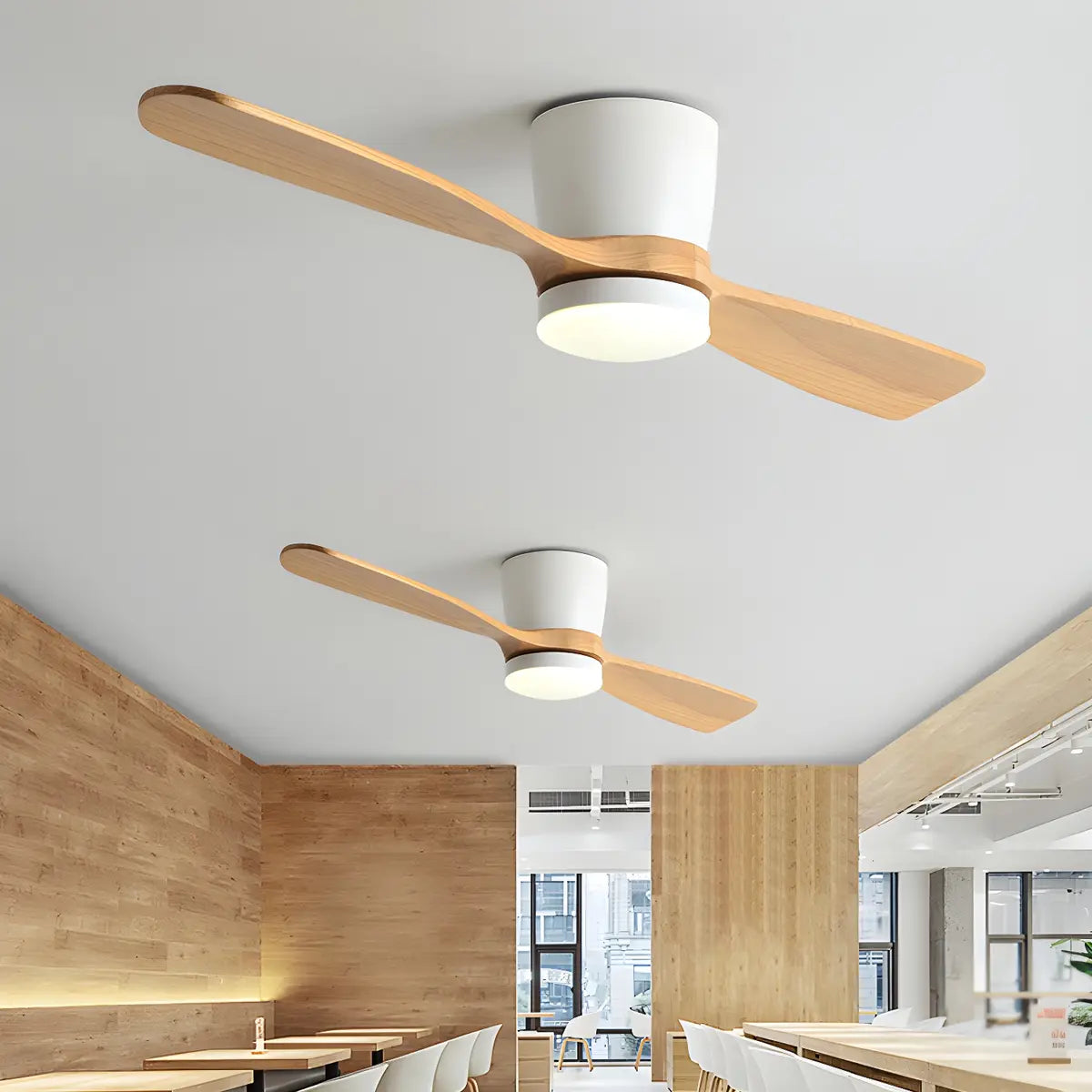 Nordic Minimalist 2-Blade Wooden Ceiling Fan With Light Image - 1