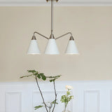 Nordic Minimalist Cone Metal White 3 Lights Chandelier Image - 12