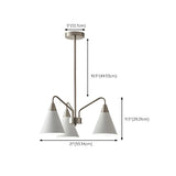 Nordic Minimalist Cone Metal White 3 Lights Chandelier #size