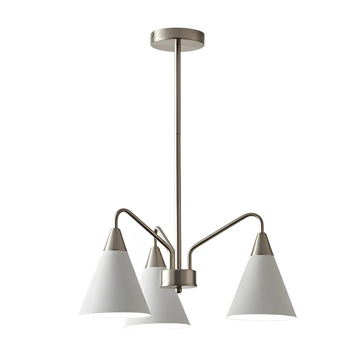 Nordic Minimalist Cone Metal White 3 Lights Chandelier Image - 5