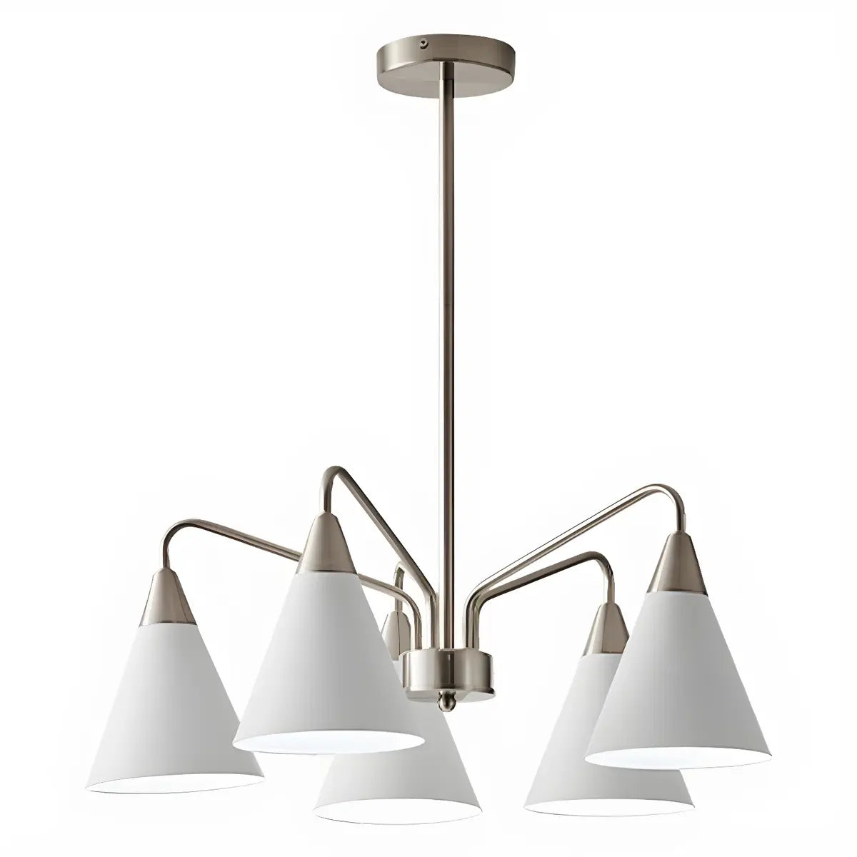 Nordic Minimalist Cone Metal White 3 Lights Chandelier Image - 6