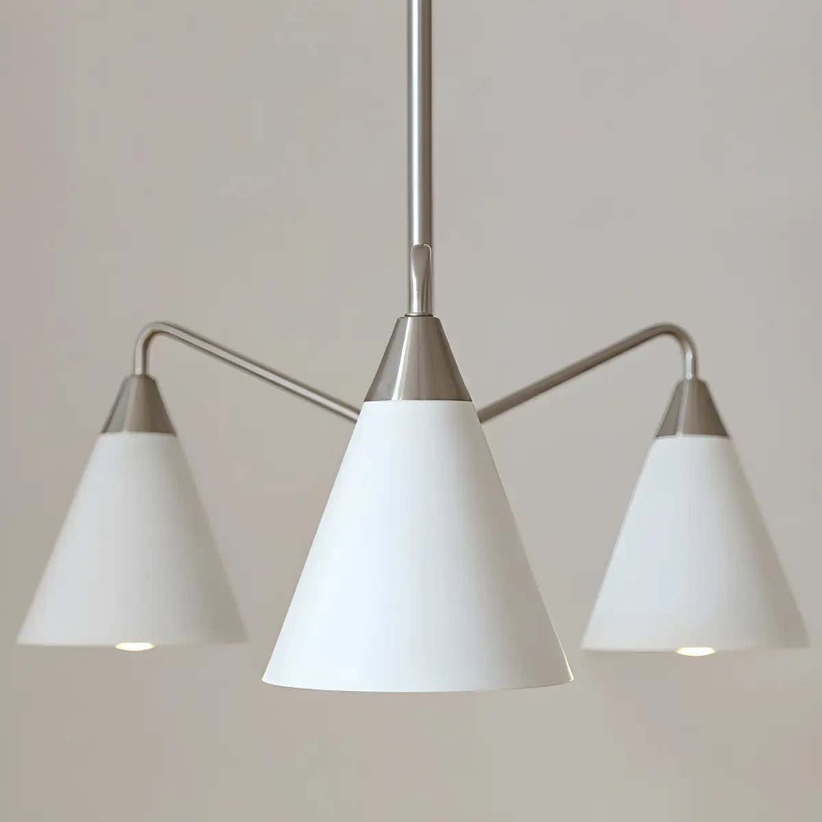 Nordic Minimalist Cone Metal White 3 Lights Chandelier Image - 7