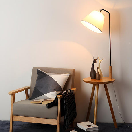 Nordic Minimalist Cylinder Wooden Side Table Floor Lamp Image - 1