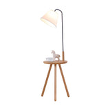 Nordic Minimalist Cylinder Wooden Side Table Floor Lamp Image - 5