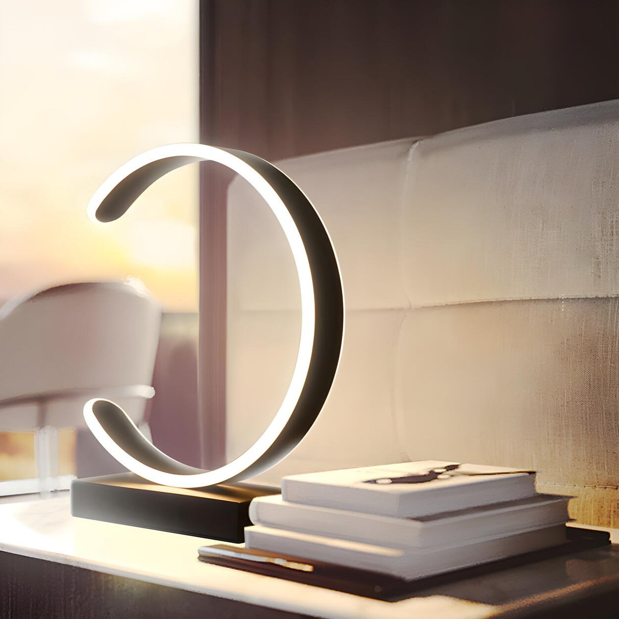 Nordic Minimalist Half Moon Aluminum LED Table Lamp Image - 12