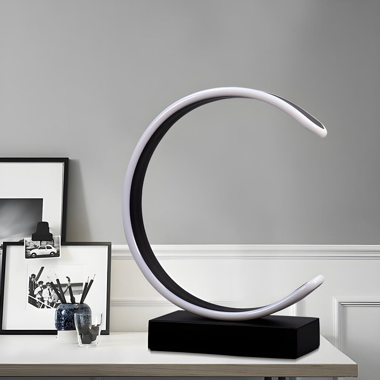 Nordic Minimalist Half Moon Aluminum LED Table Lamp Image - 13