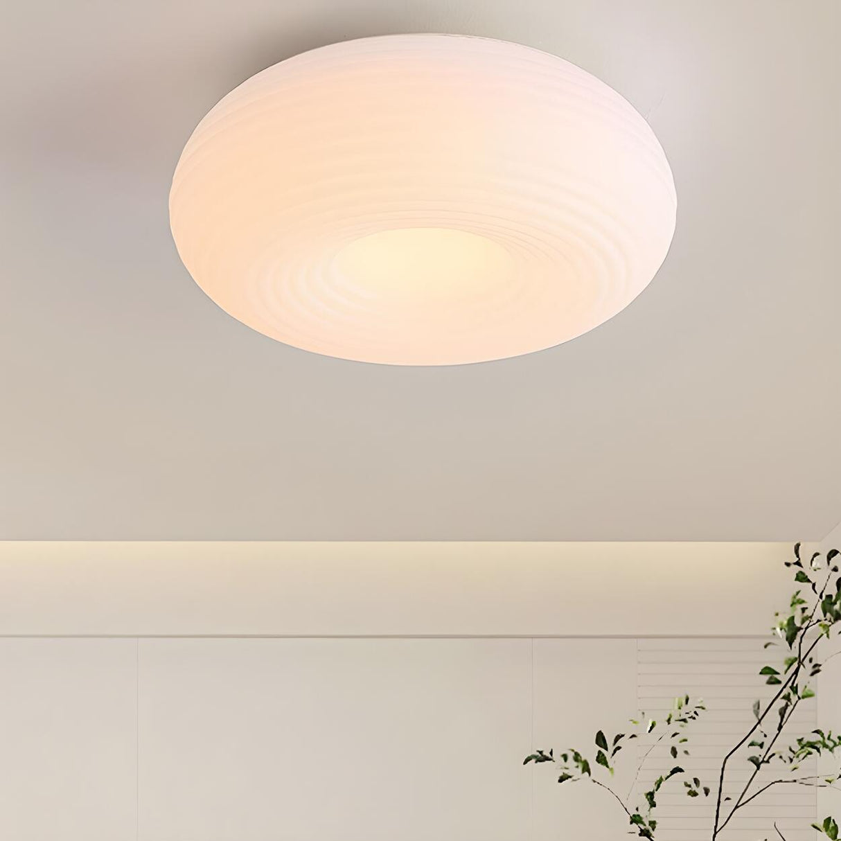 Nordic Minimalist White Resin Flush Mount Ceiling Light Image - 5