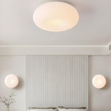 Nordic Minimalist White Resin Flush Mount Ceiling Light Image - 6