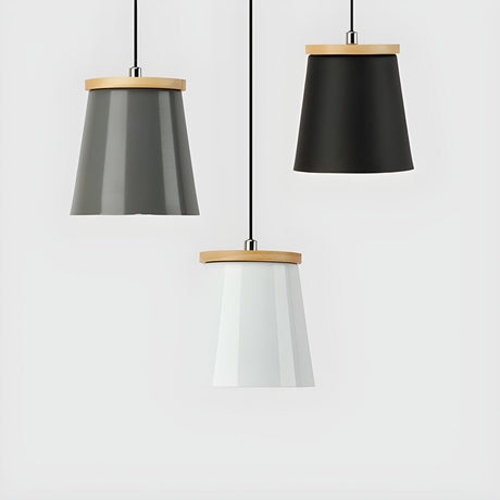 Nordic Modern Black Gray White Drum Metal Pendant Light Image - 1