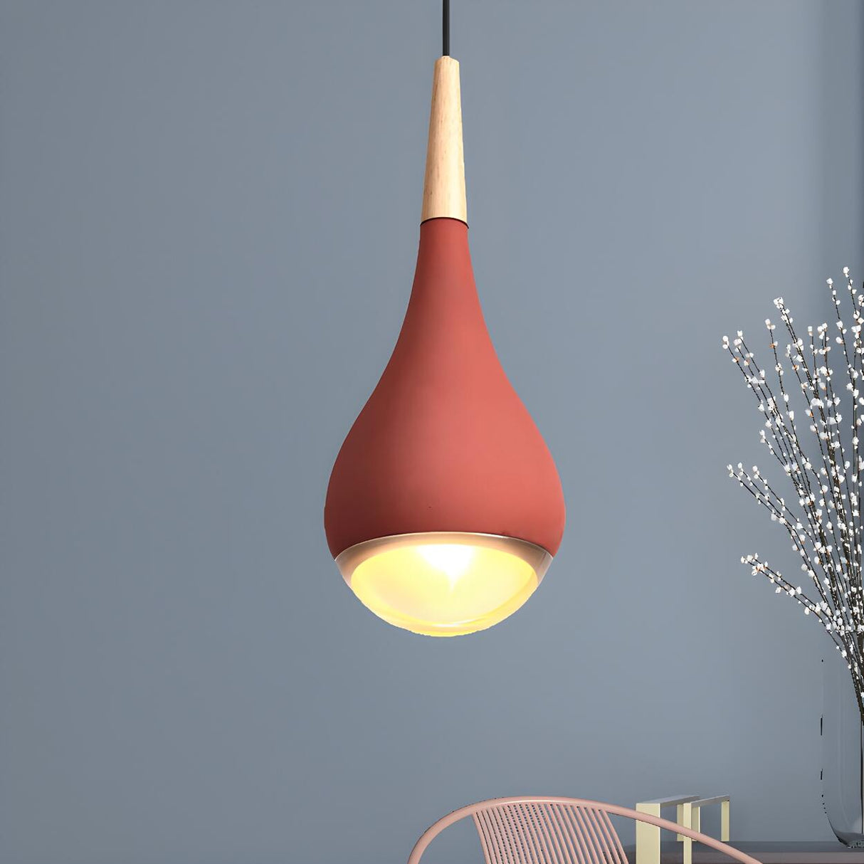 Nordic Modern Ceramic Teardrop Green Pendant Light Image - 11