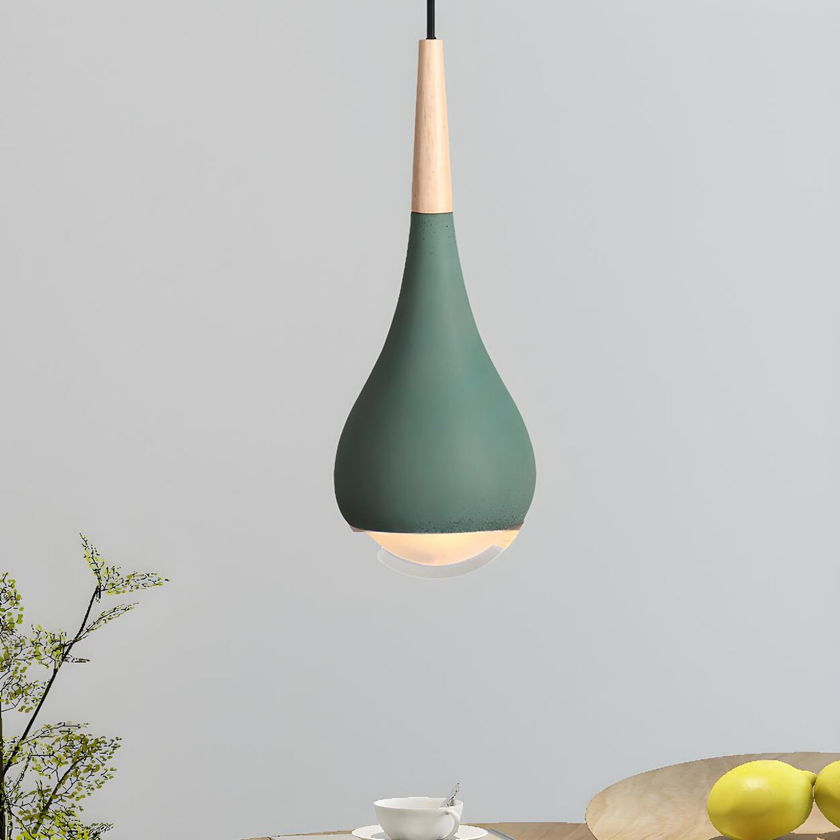 Nordic Modern Ceramic Teardrop Green Pendant Light Image - 3