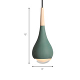 Nordic Modern Ceramic Teardrop Green Pendant Light Image - 5