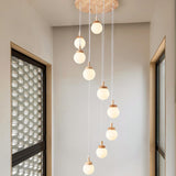 Nordic Modern Multi-Light Globe Stairwell Pendant Light Image - 4