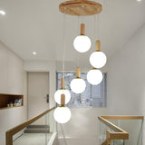 Nordic Modern Multi-Light Globe Stairwell Pendant Light Image - 6