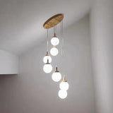 Nordic Modern Multi-Light Globe Stairwell Pendant Light Image - 8