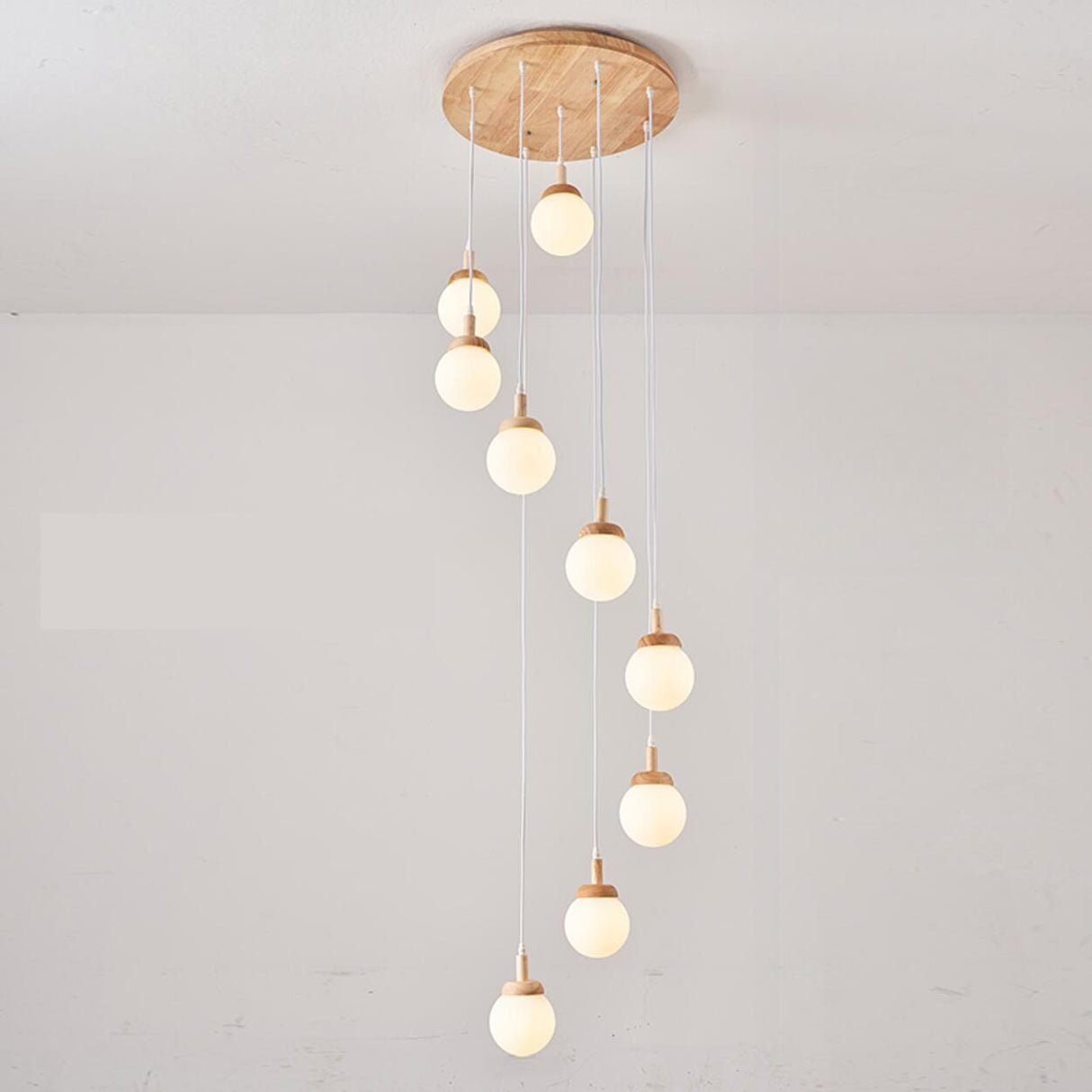 Nordic Modern Multi-Light Globe Stairwell Pendant Light Image - 9