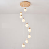 Nordic Modern Multi-Light Globe Stairwell Pendant Light Image - 9