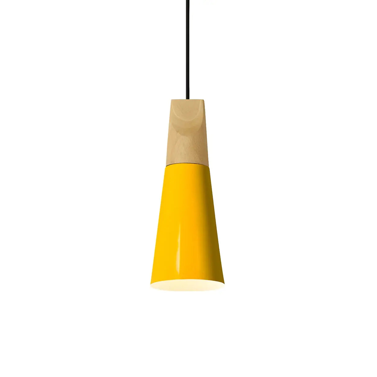 Nordic Modern Yellow Cone Wood Pendant Light Living Room Image - 10