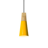 Nordic Modern Yellow Cone Wood Pendant Light Living Room Image - 10