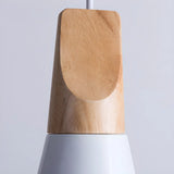 Nordic Modern Yellow Cone Wood Pendant Light Living Room Image - 15