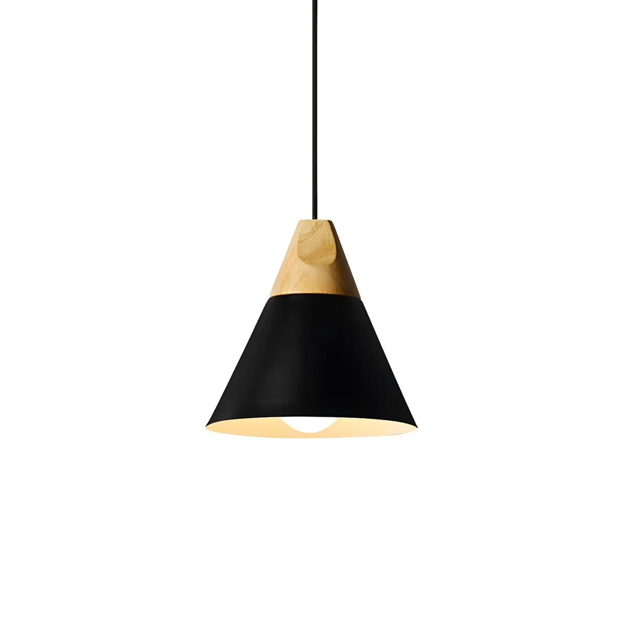 Nordic Modern Yellow Cone Wood Pendant Light Living Room Image - 16