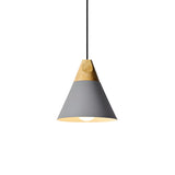 Nordic Modern Yellow Cone Wood Pendant Light Living Room Image - 18