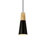 Nordic Modern Yellow Cone Wood Pendant Light Living Room Image - 2