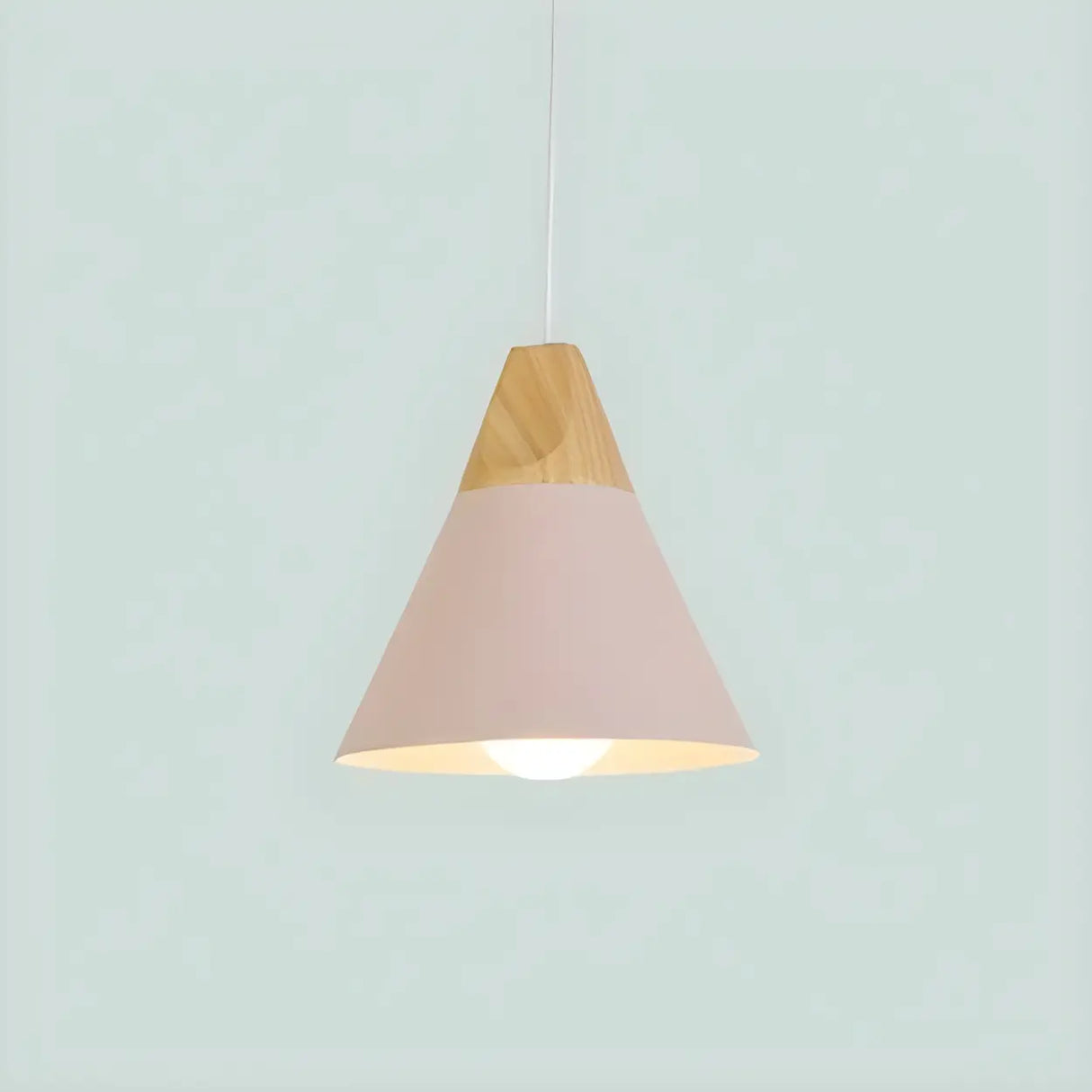 Nordic Modern Yellow Cone Wood Pendant Light Living Room Image - 22