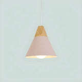 Nordic Modern Yellow Cone Wood Pendant Light Living Room Image - 22