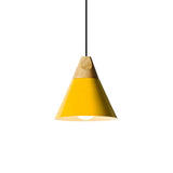 Nordic Modern Yellow Cone Wood Pendant Light Living Room Image - 23