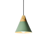 Nordic Modern Yellow Cone Wood Pendant Light Living Room Image - 27