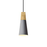 Nordic Modern Yellow Cone Wood Pendant Light Living Room Image - 3