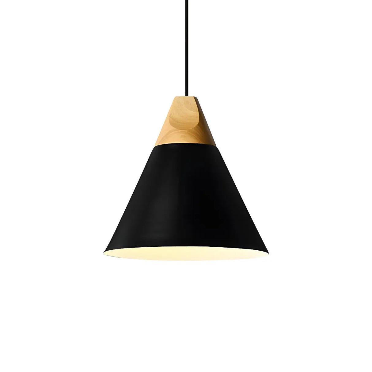 Nordic Modern Yellow Cone Wood Pendant Light Living Room Image - 30