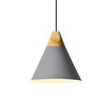 Nordic Modern Yellow Cone Wood Pendant Light Living Room Image - 31