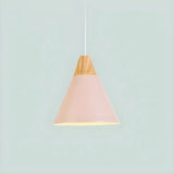 Nordic Modern Yellow Cone Wood Pendant Light Living Room Image - 33