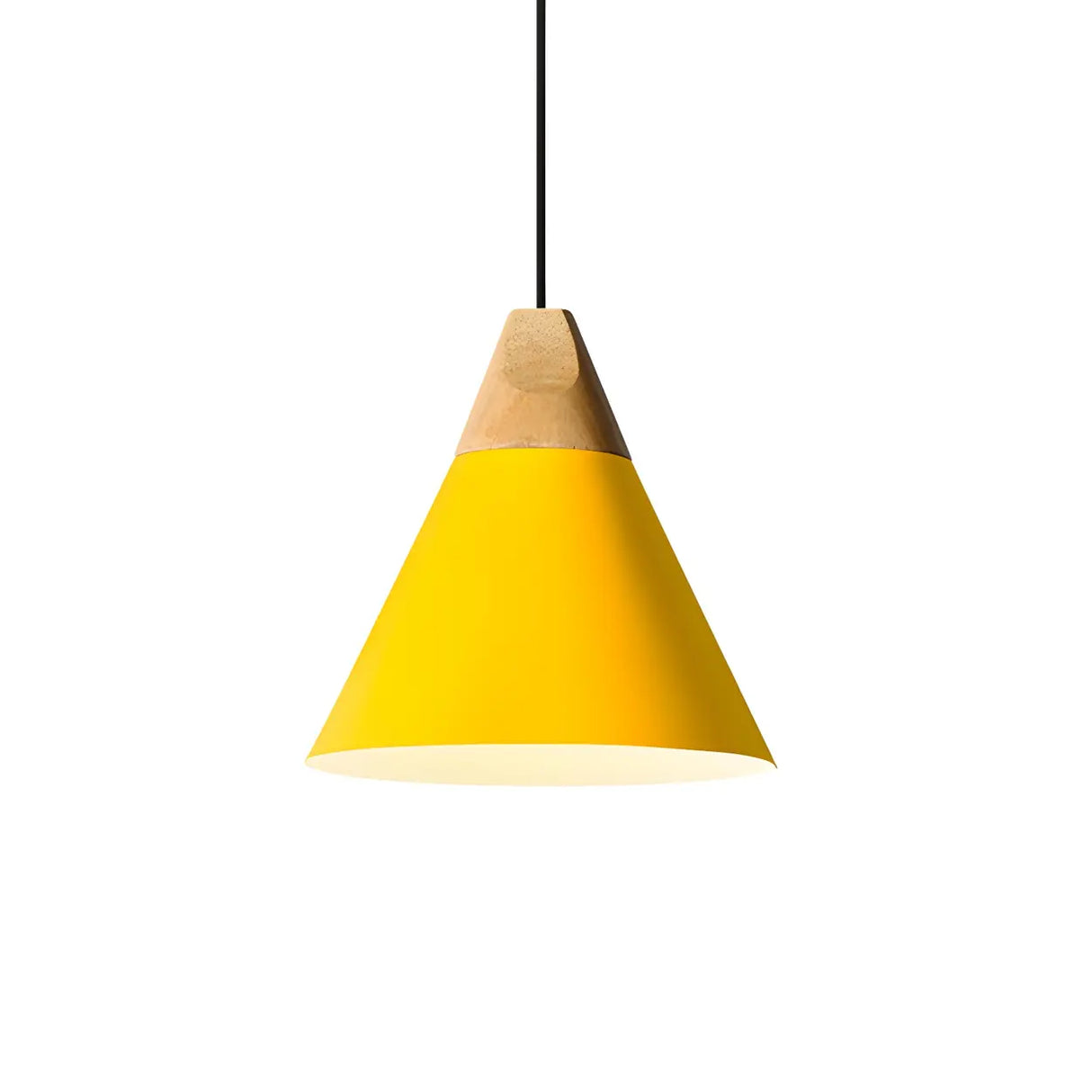 Nordic Modern Yellow Cone Wood Pendant Light Living Room Image - 34