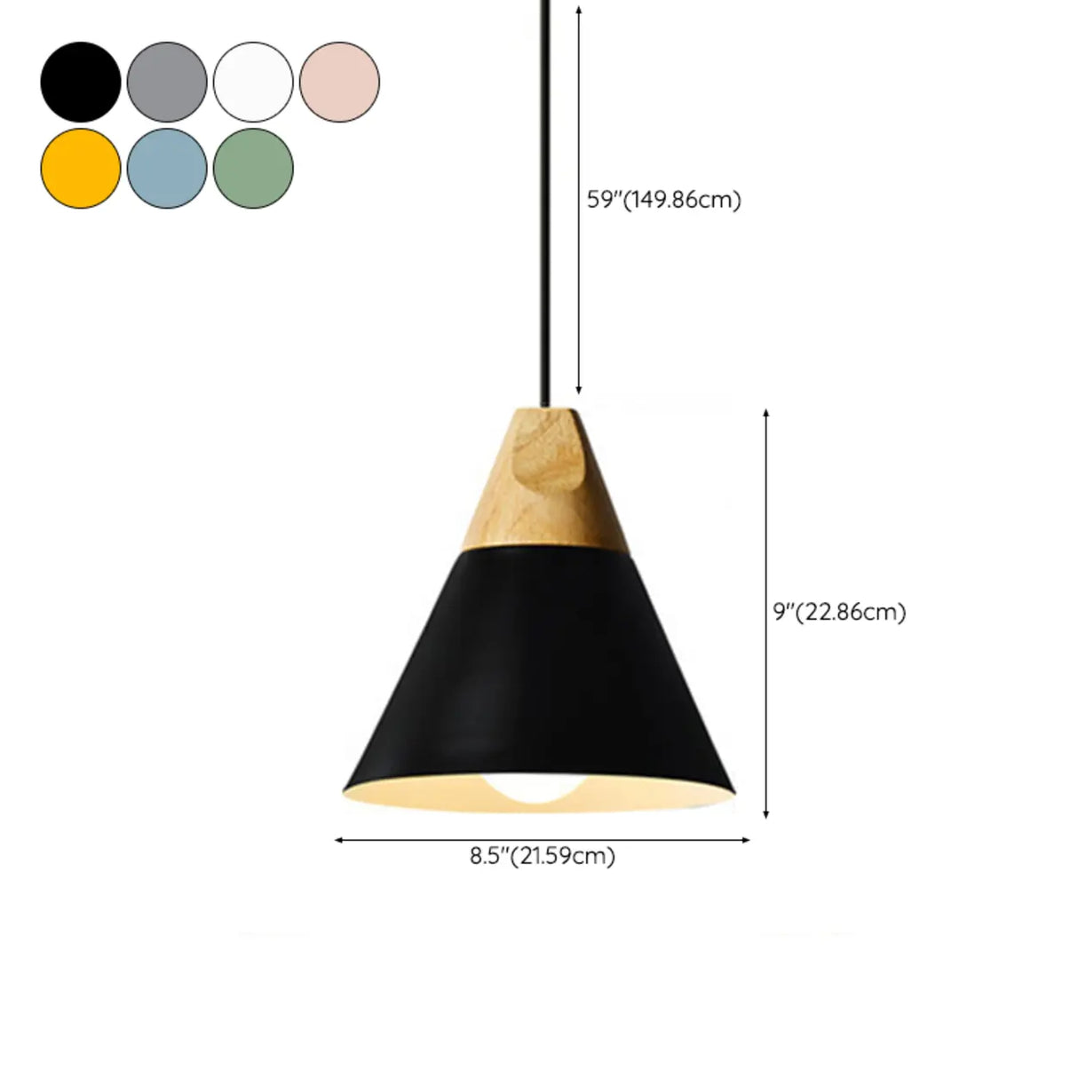 Nordic Modern Yellow Cone Wood Pendant Light Living Room Image - 38