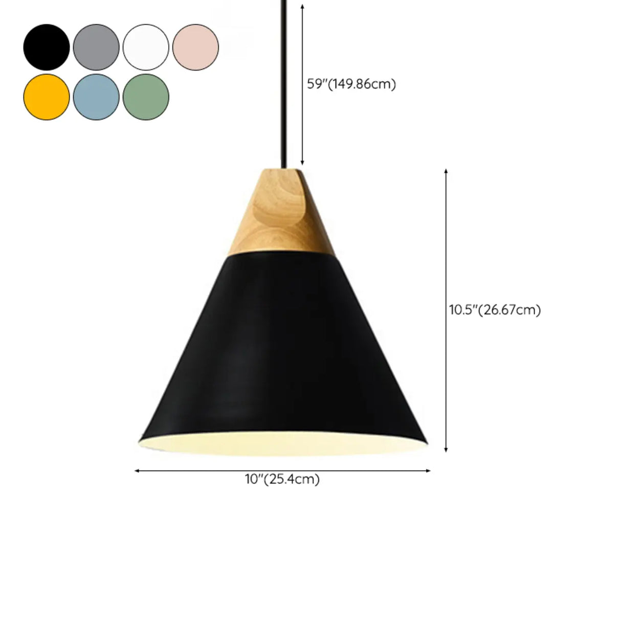 Nordic Modern Yellow Cone Wood Pendant Light Living Room Image - 39