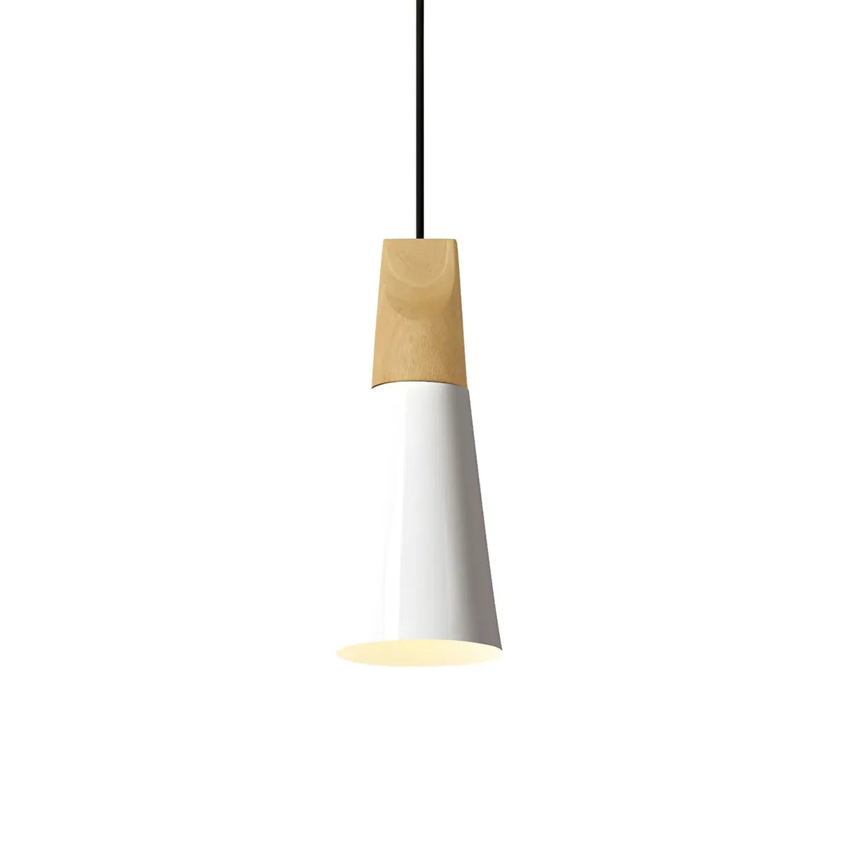 Nordic Modern Yellow Cone Wood Pendant Light Living Room Image - 5