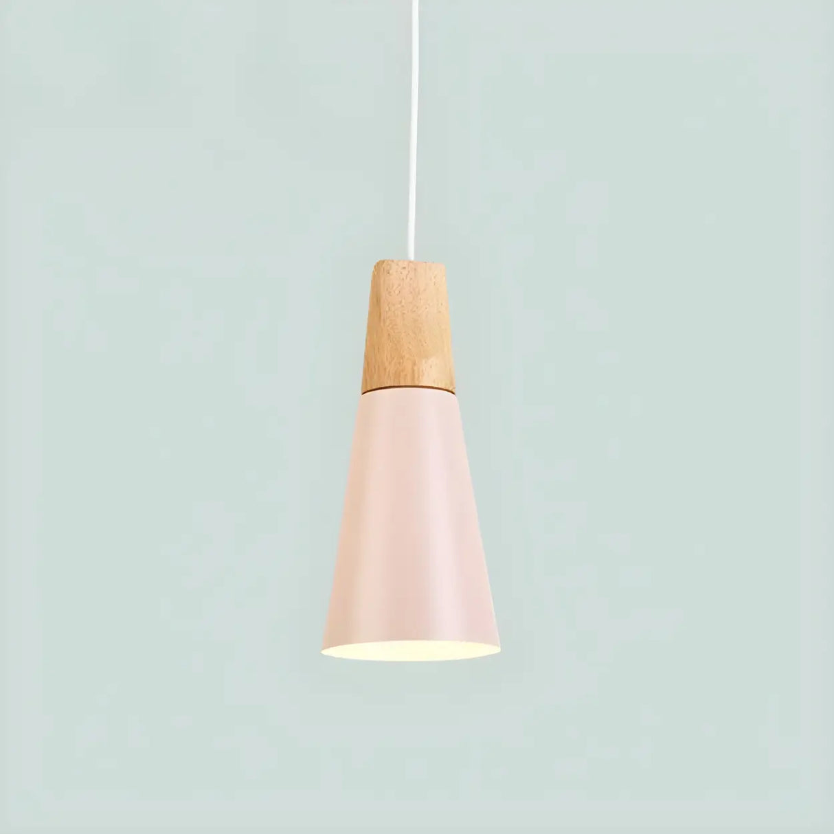 Nordic Modern Yellow Cone Wood Pendant Light Living Room Image - 8