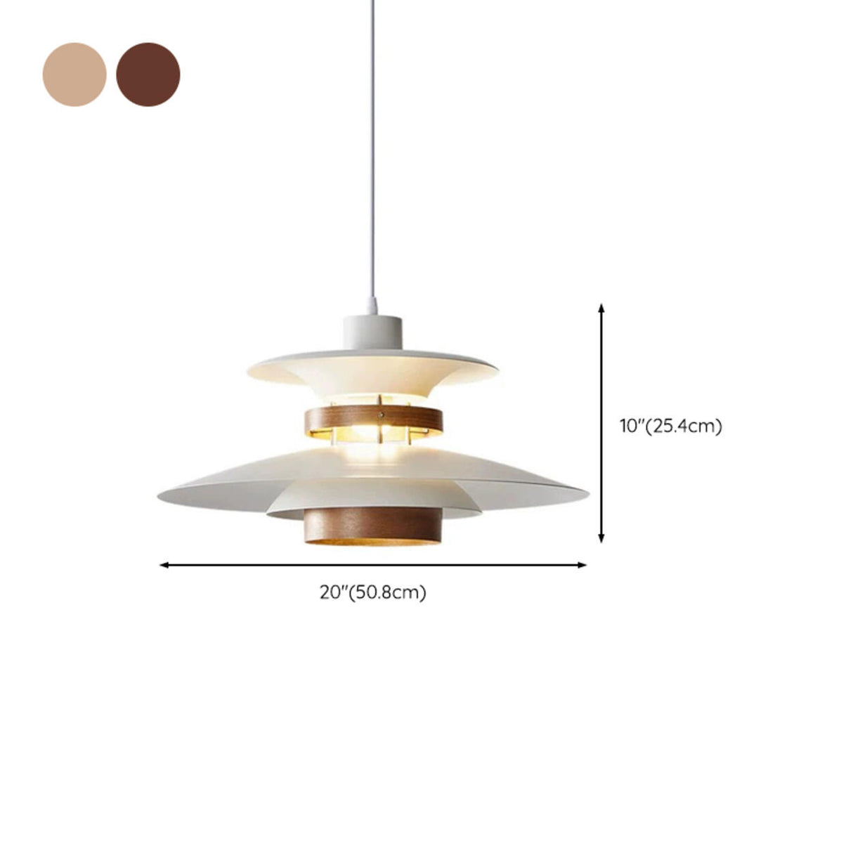 Nordic Multi-Layer White Aluminum Walnut Pendant Light Image - 10