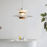 Nordic Multi-Layer White Aluminum Walnut Pendant Light Image - 4