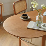 Nordic Oval Drop Leaf Dining Table in Natural Wood Image - 4