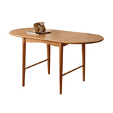 Nordic Oval Drop Leaf Dining Table in Natural Wood Image - 5