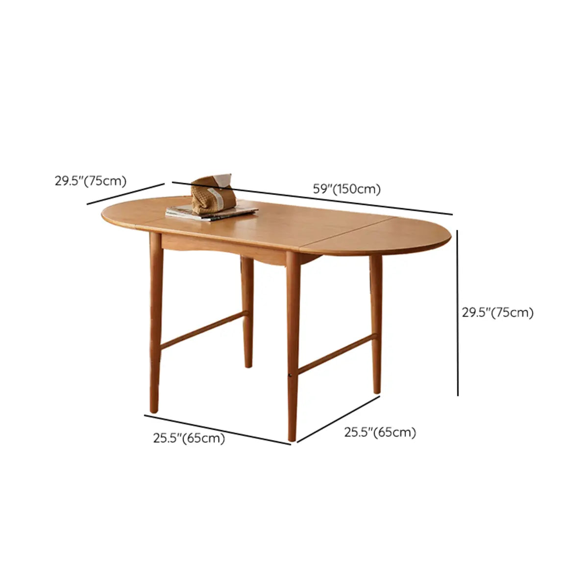 Nordic Oval Drop Leaf Dining Table in Natural Wood 