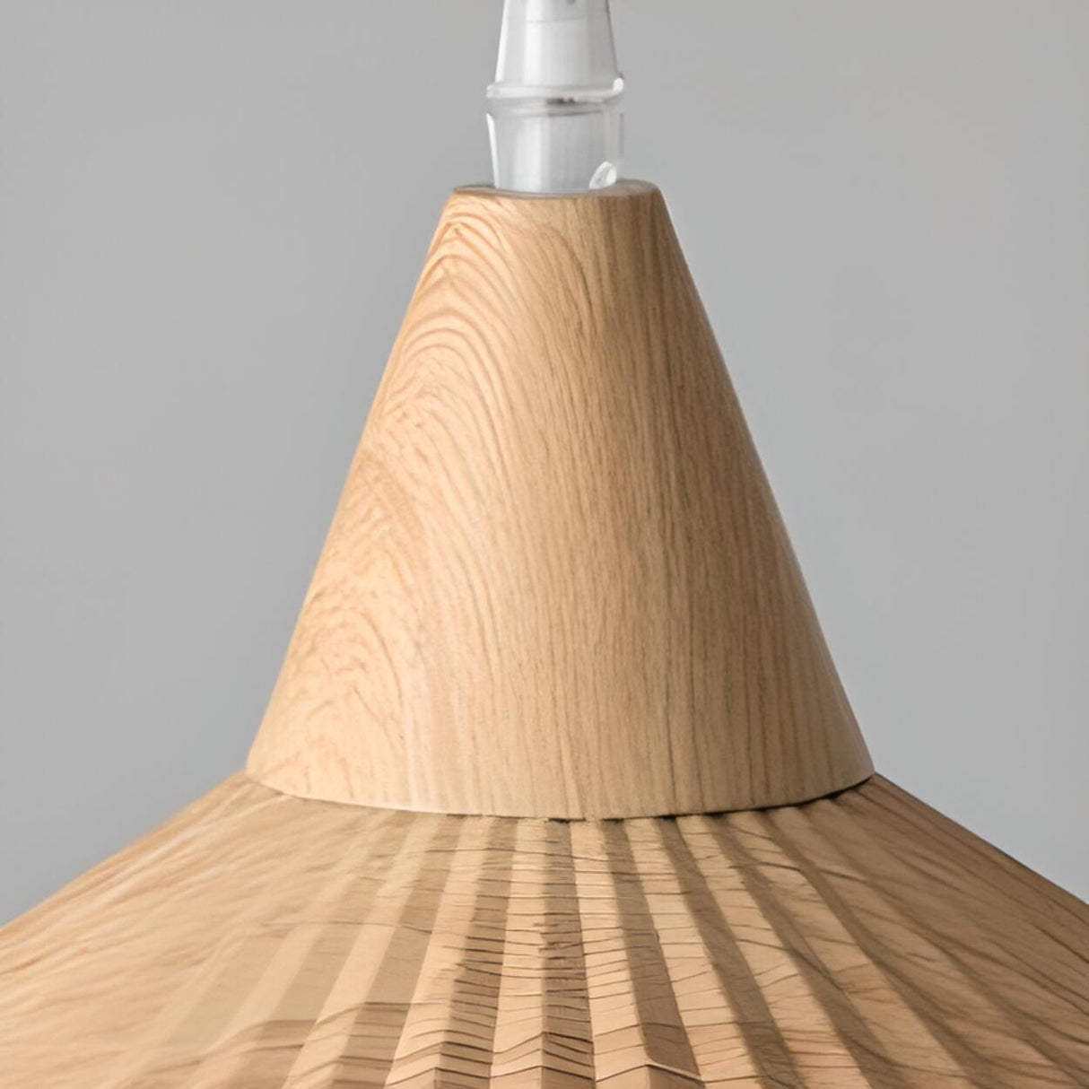 Nordic Pleated Cone Wood Color Pendant Light Dining Room Image - 12