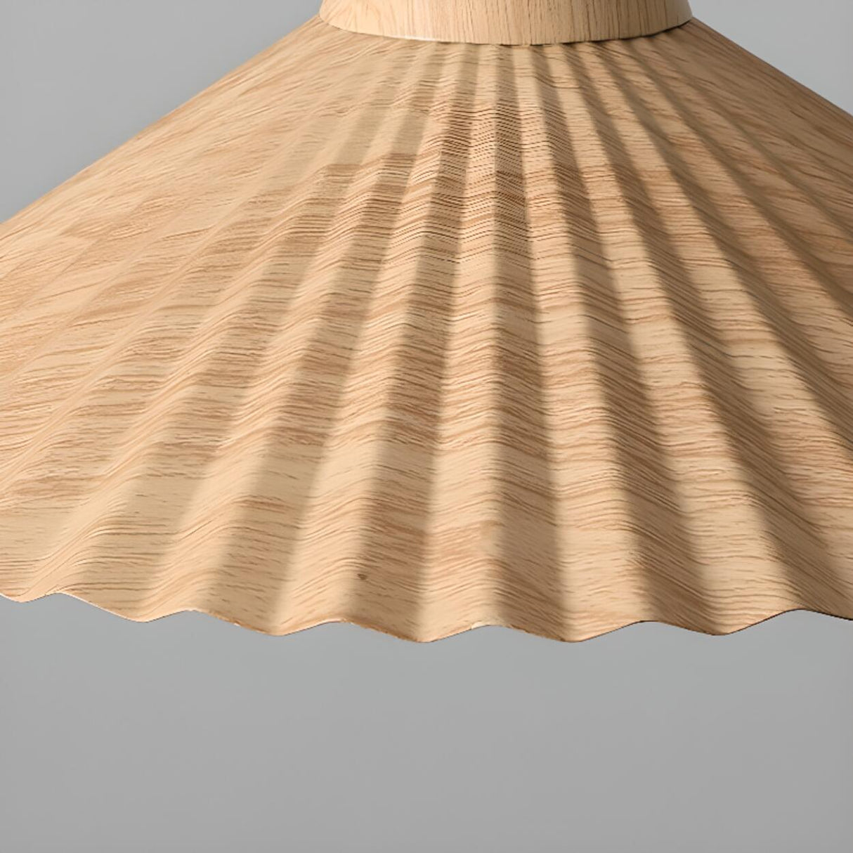 Nordic Pleated Cone Wood Color Pendant Light Dining Room Image - 13