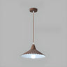 Nordic Pleated Cone Wood Color Pendant Light Dining Room Image - 5